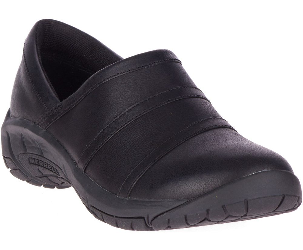 Merrell Slip Ons Damskie Czarne - Encore Moc 4 Skórzane Wide Width - 219460-BYR